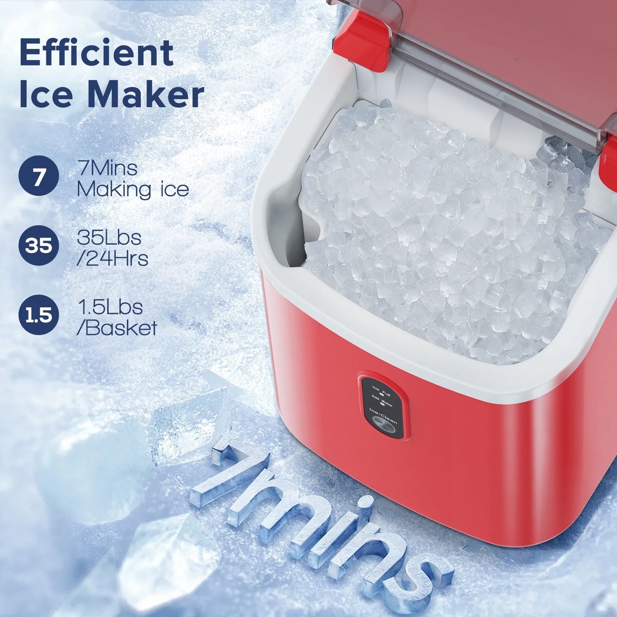 Electactic Nugget Ice Maker Countertop, 35lbs/24H, Self-Cleaning, Pebble Portable Ice Machine with Handle (White)