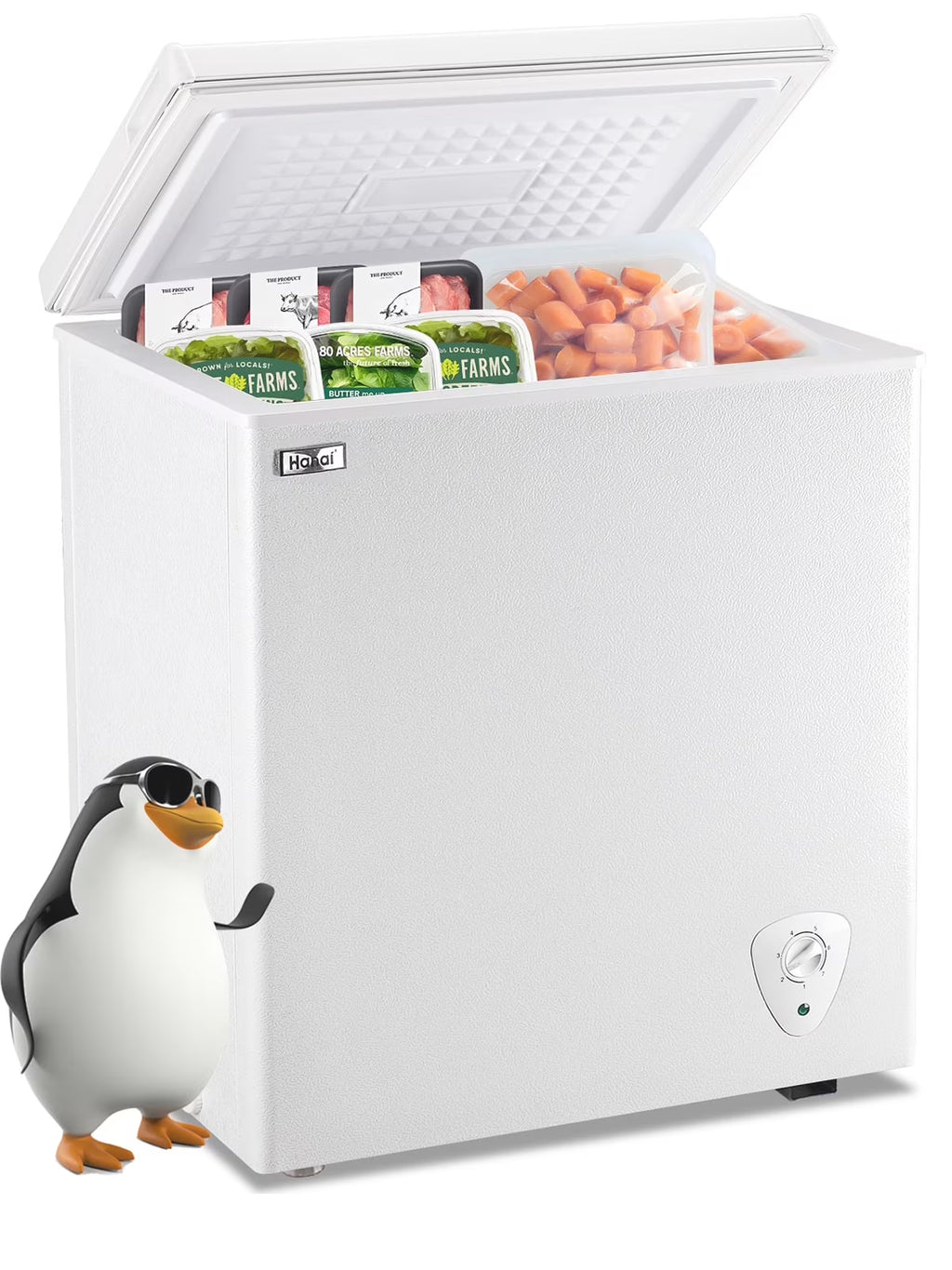 WANAI 5.0 Cu.ft Compact Freezer, Fast Cooling, Top Door Design, Energy-Efficient Deep Freezer White