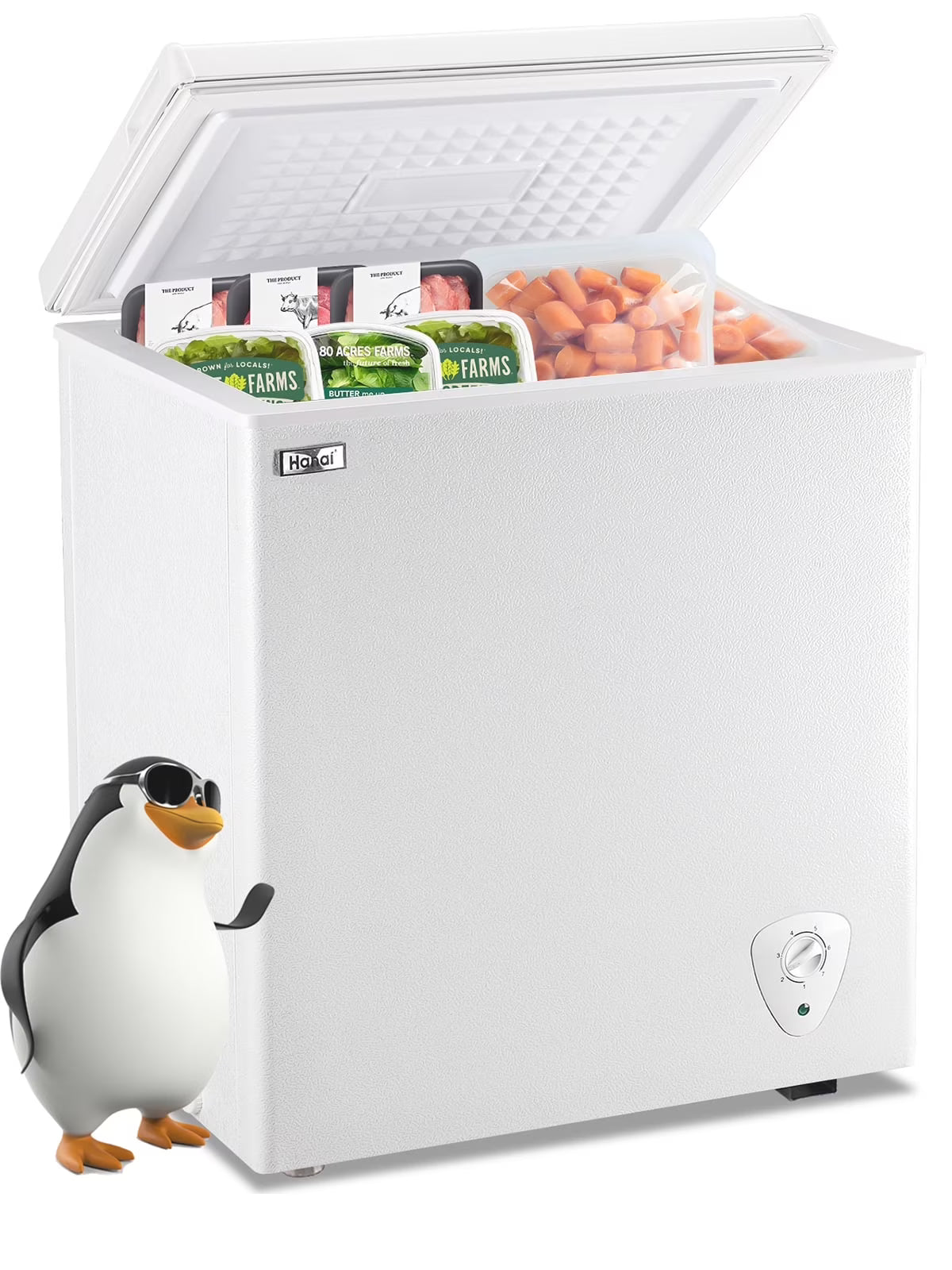 WANAI 5.0 Cu.ft Compact Freezer, Fast Cooling, Top Door Design, Energy-Efficient Deep Freezer White