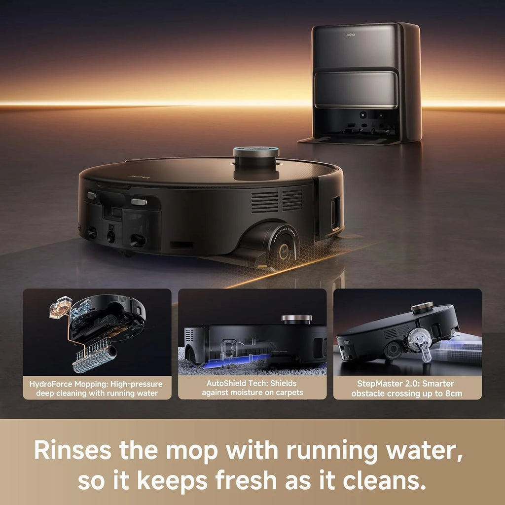 MOVA Z60 Ultra Roller Complete Robot Vacuum and Mop, 28,000Pa Suction, Roller Real-Time Flutting Self-Washing, Auto Carpet Shield, Extendable for Edge Cleaning, Anti-tangle DuoBrush