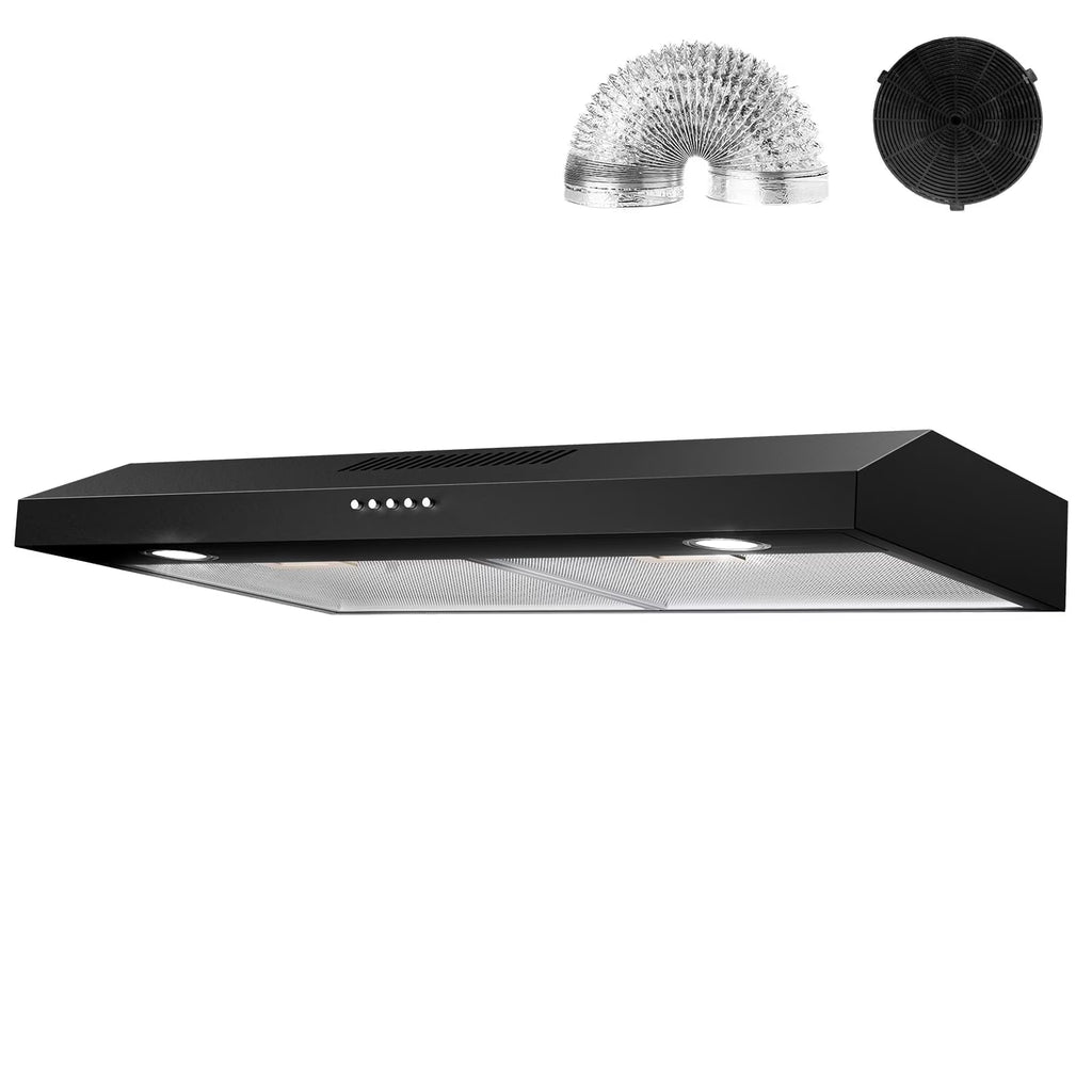 GRACEALL 30 Inch Range Hood Under Cabinet Oven Vent Hood, Ducted/ Ductless Convertible Kitchen Extractor, Stainless Steel Stove Exhaust Fan, Charcoal Filter and Exhaust Pipe Included