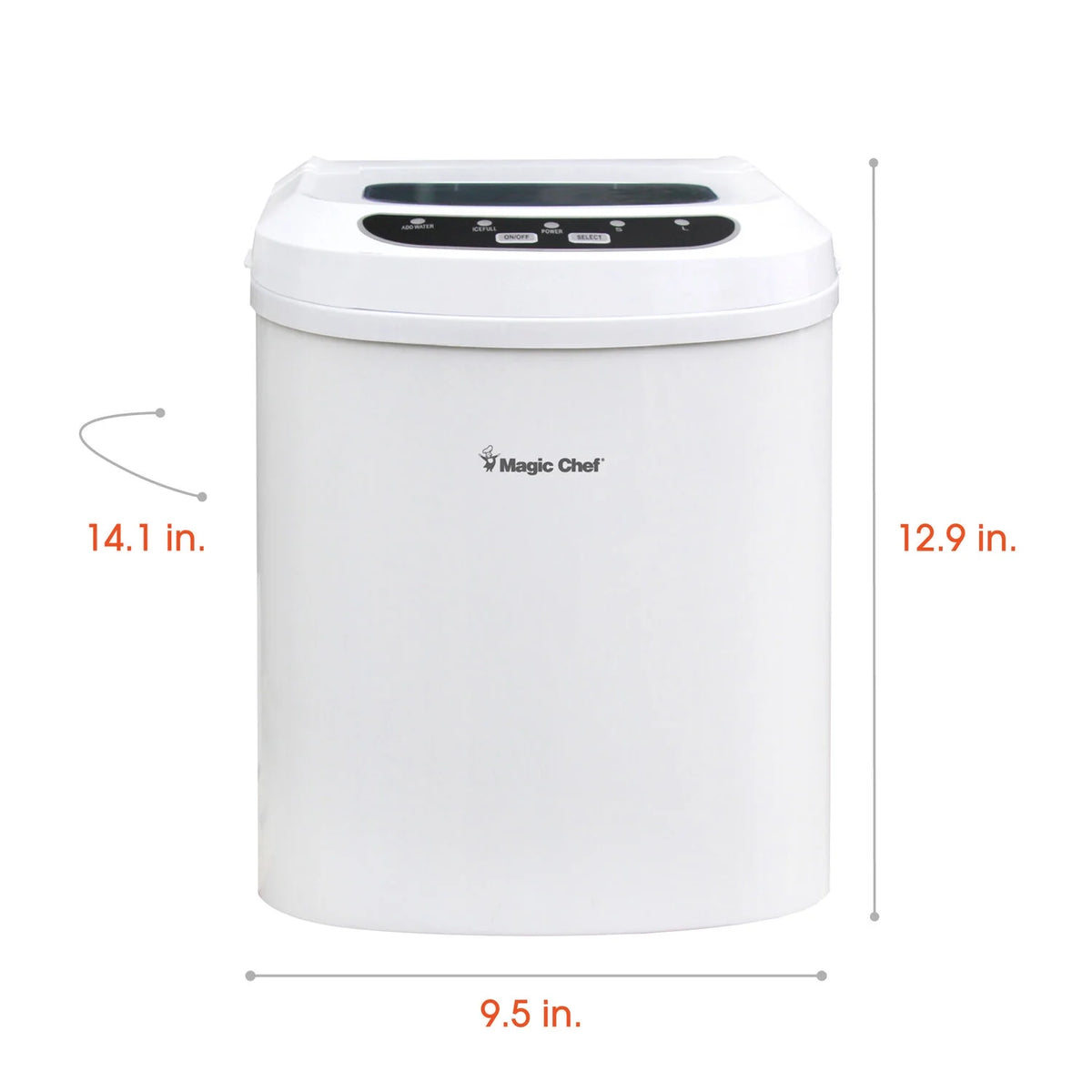 Magic Chef 27 lb. Capacity Portable Countertop Ice Maker, White and Makes Bullet Ice
