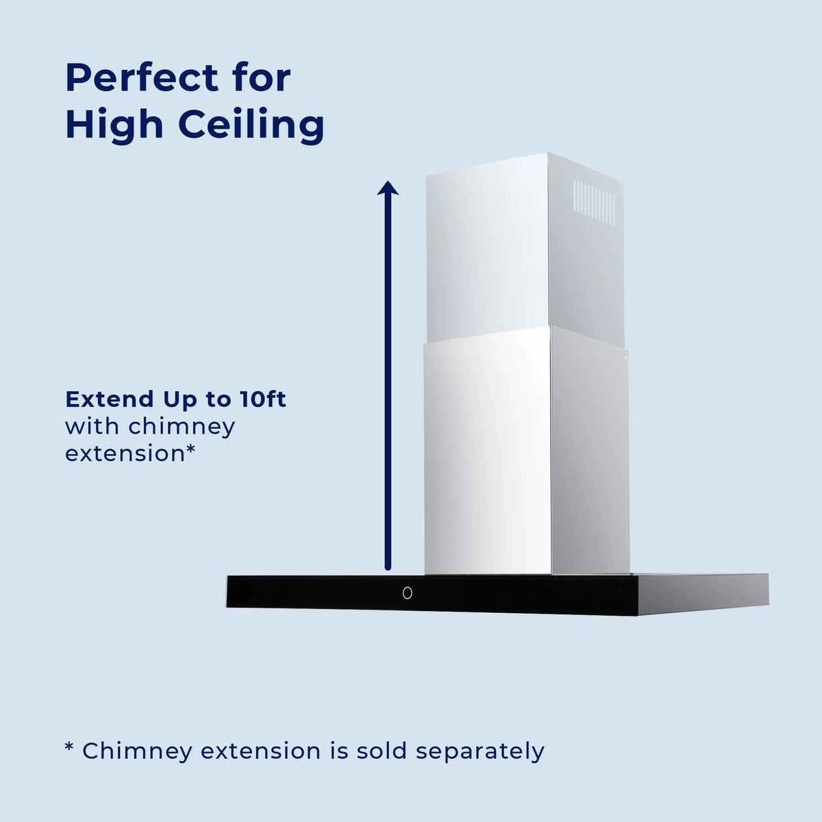 Hauslane Chef Series WM-739 30-inch Wall Mount Range Hood | T-Style with Black Glass Panel | 3 Speed, Professional Suction, Touch Control, Baffle Filters | Vented or Ductless