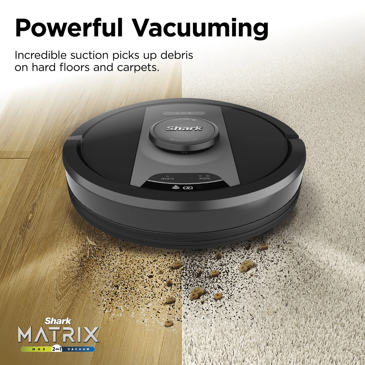 Shark? Matrix 2-in-1 Robot Vacuum & Mop with No Spots Missed on Carpets & Hard Floors, Home Mapping, RV2400WD