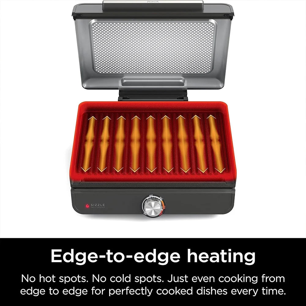 Restored Ninja GR100 Sizzle Smokeless Indoor GrillBundle with 2 Year Enhanced Protection Pack (Refurbished)