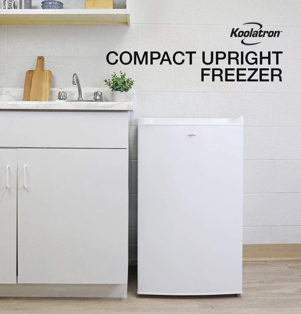 Koolatron Compact Upright Freezer, 3.1 cu ft (88L) White Manual Defrost