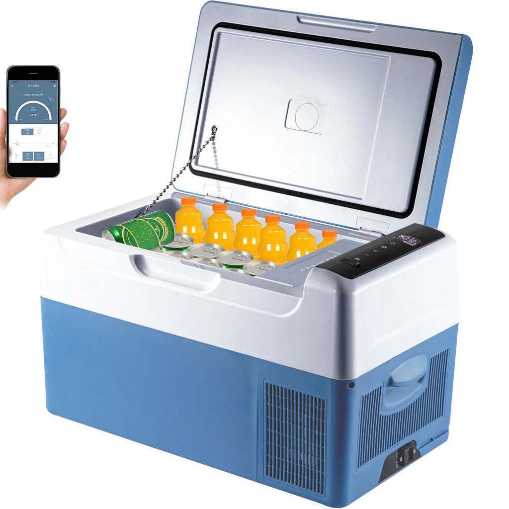 BENTISM 22L Portable Car Refrigerator, 23 Quart RV Fridge, 12/24V DC & 110-240V AC Vehicle Car Truck Boat Mini Electric Cooler for Driving Travel Fishing Outdoor and Home Use