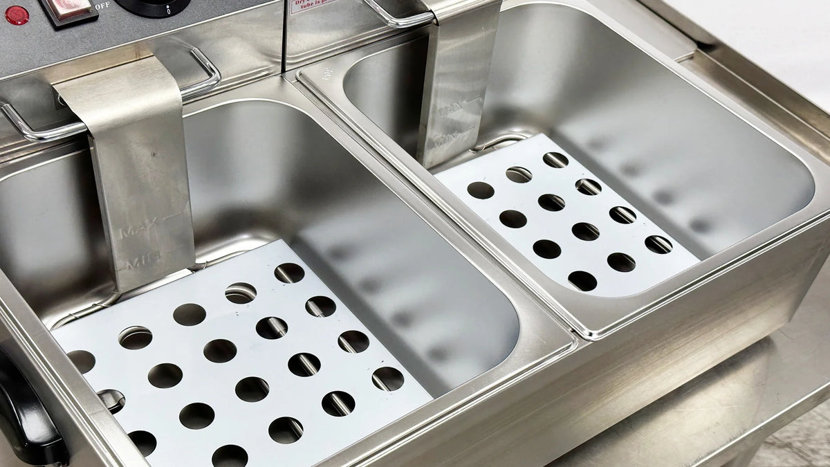 NSF 3500W Commercial Electric Countertop Fryer, Stainless Steel Commercial Deep Fryer, Dual Tank 12L