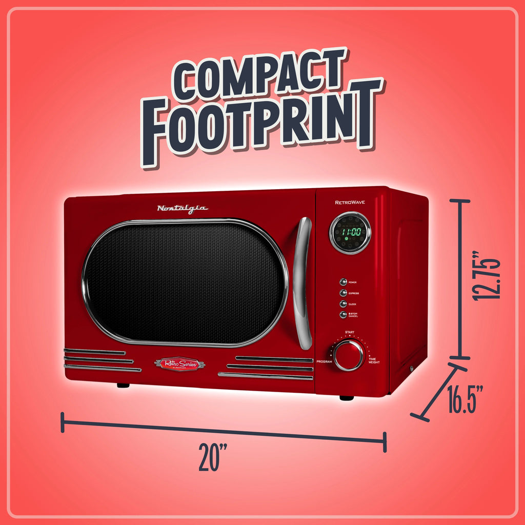 Nostalgia Retro Countertop Microwave Oven - Large 1000-Watt - 1.1 cu ft - 12 Pre-Programmed Cooking Settings - Digital Clock - Kitchen Appliances - Black