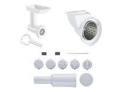 KitchenAid KGSSA Stand Mixer Attachment with Food Grinder, Rotor Slicer, Shredder and Sausage Stuffer, White