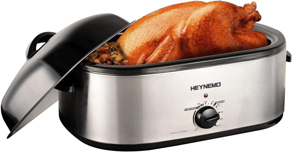 20 Quart Electric Roaster Oven, Turkey Roaster Electric, Roaster Oven Buffet, Selfbasting Lid, Removable Pan, Full-Range Temperature Control Cool-Touch Handles, Turkey Roaster, Black
