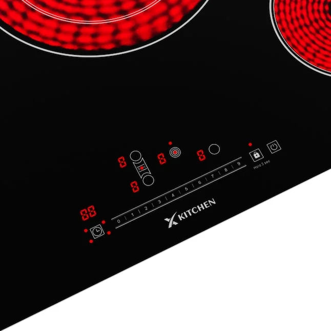 30-in 4 burners Smooth Surface (Radiant) Black Electric Cooktop with Bridge Element