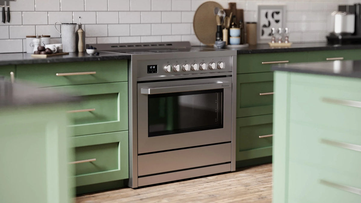 Rangaire RRE361TS 36" Electric Range Oven with Timer - Stainless Steel, Infrared Stove Burners, True Convection, Easy Reach Racks