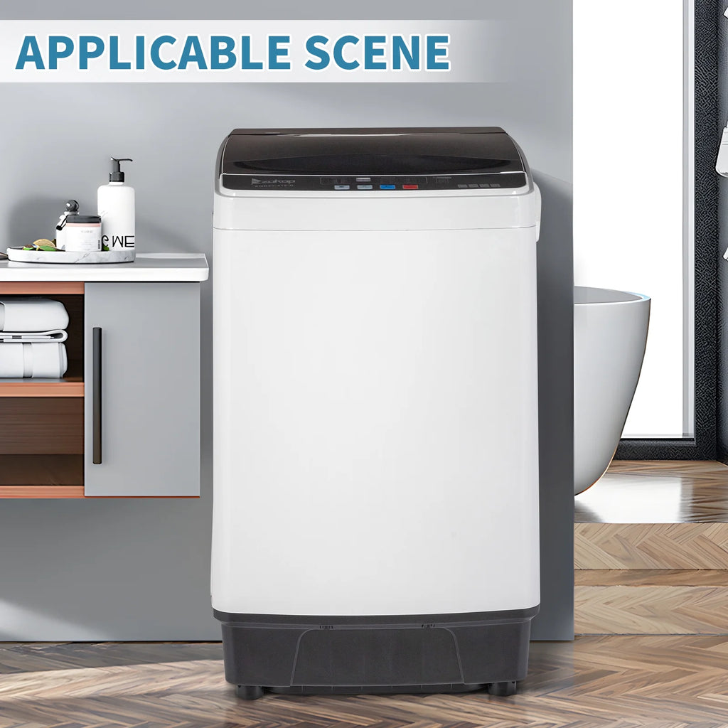 BAYUELSWU Portable Washing Machine 17.6lbs Full-Automatic Washing Machine, Apartment Washing Machine 10 programs 8 Water Level Selections with Led Display for Apartment, Home, Dorm, RV