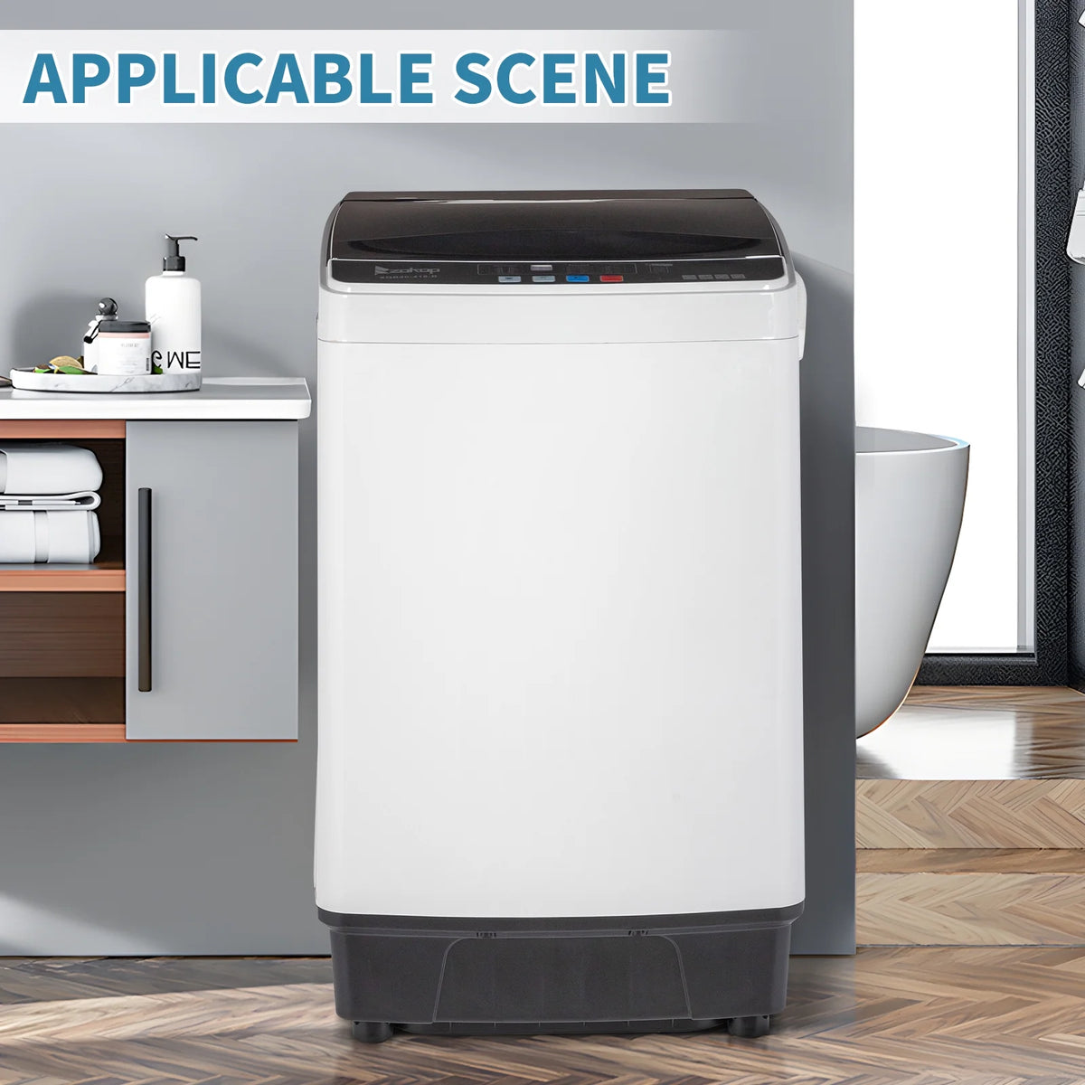 BAYUELSWU Portable Washing Machine 17.6lbs Full-Automatic Washing Machine, Apartment Washing Machine 10 programs 8 Water Level Selections with Led Display for Apartment, Home, Dorm, RV