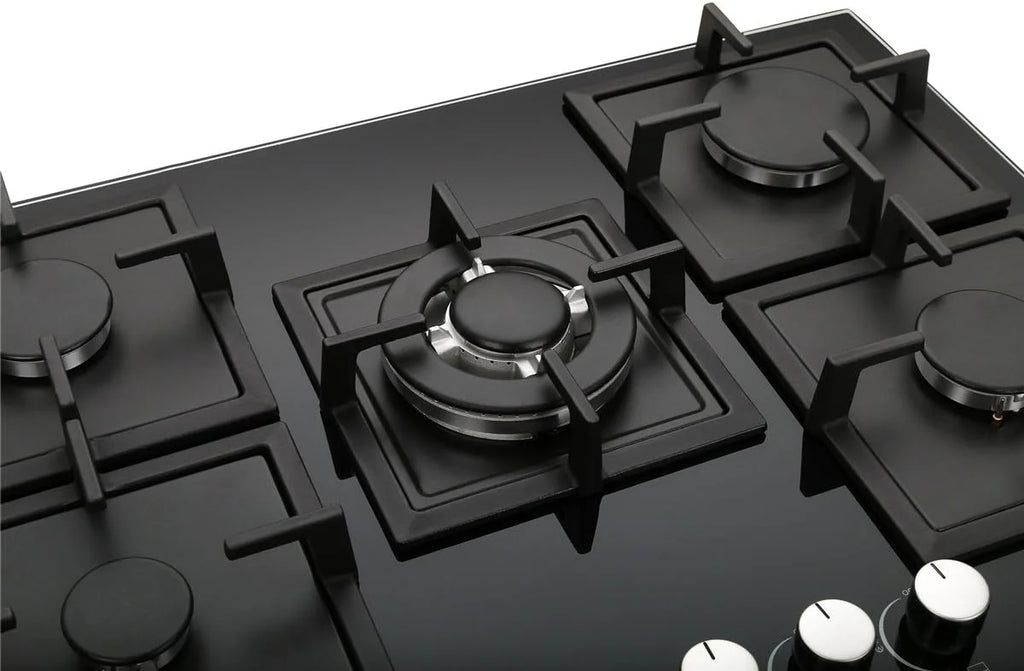 K&H 5 Burner 30 Inch Built-in LPG/Propane Gas Stove Top Glass Surface Cast Iron Cooktop UL/ETL Certified 5-GCW-LPG