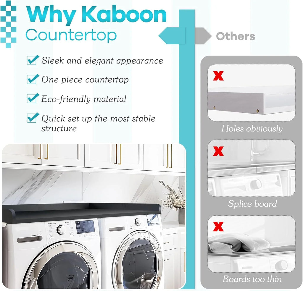 Kaboon Melamine Washer Dryer Countertop with Edge Rails �C Laundry Room Organization