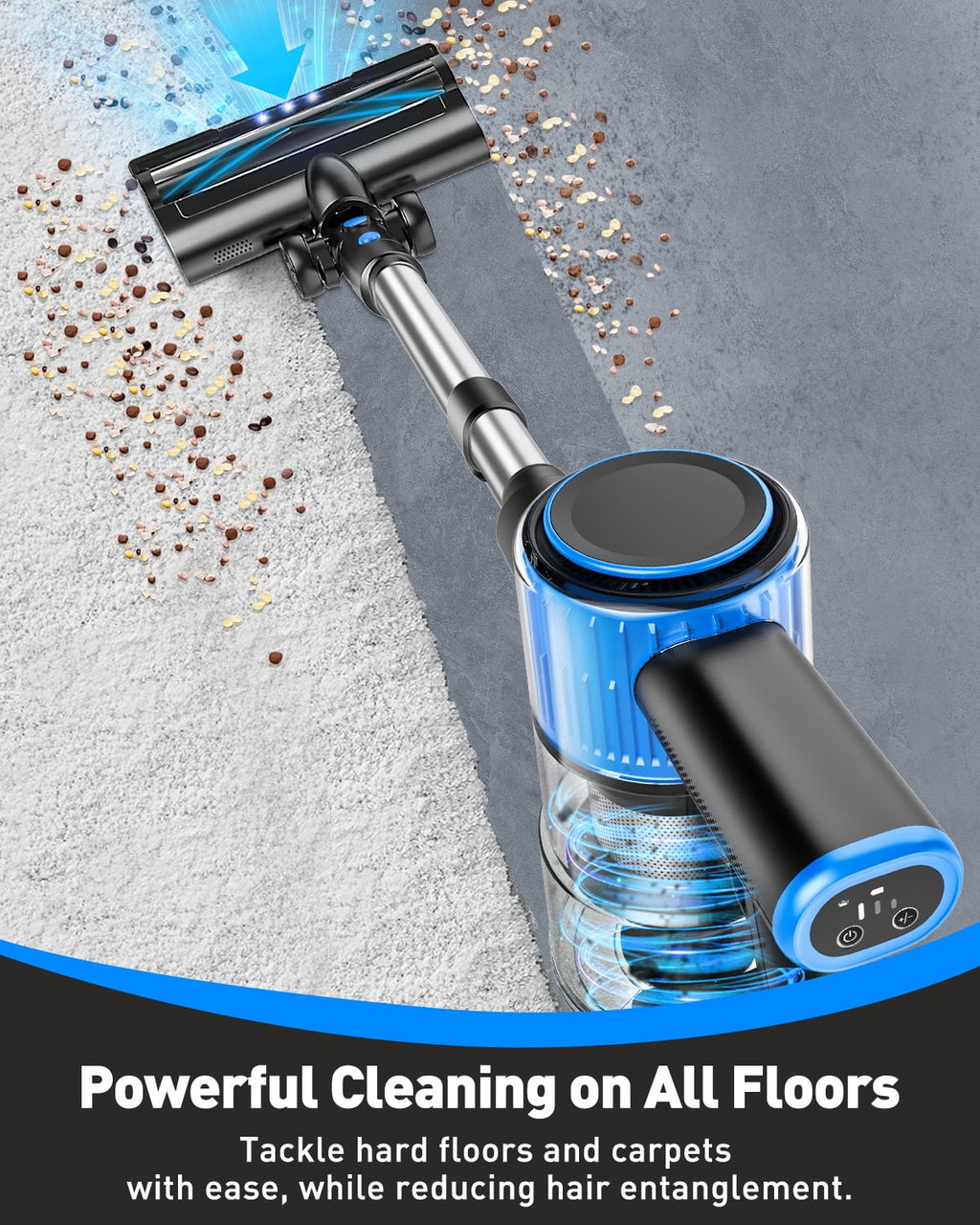 Cocbny Cordless Vacuum Cleaner, 28Kpa 8 in 1 Lightweight Stick Vacuum for Carpet Floor Pet Hair A27, Blue