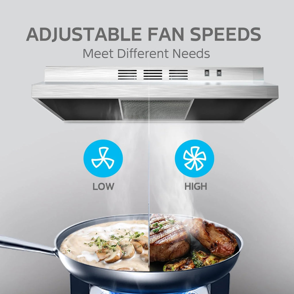 Midea 30-inch Under Cabinet Range Hood, 200 CFM, Ductless, Stainless Steel, MVU30W2AST, New