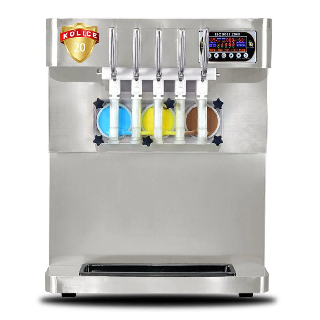 Kolice Commercial 5 Flavors Soft Serve Ice Cream Machine, Ice Cream Maker-5 Different Discharge Nozzles, ETL Certificate