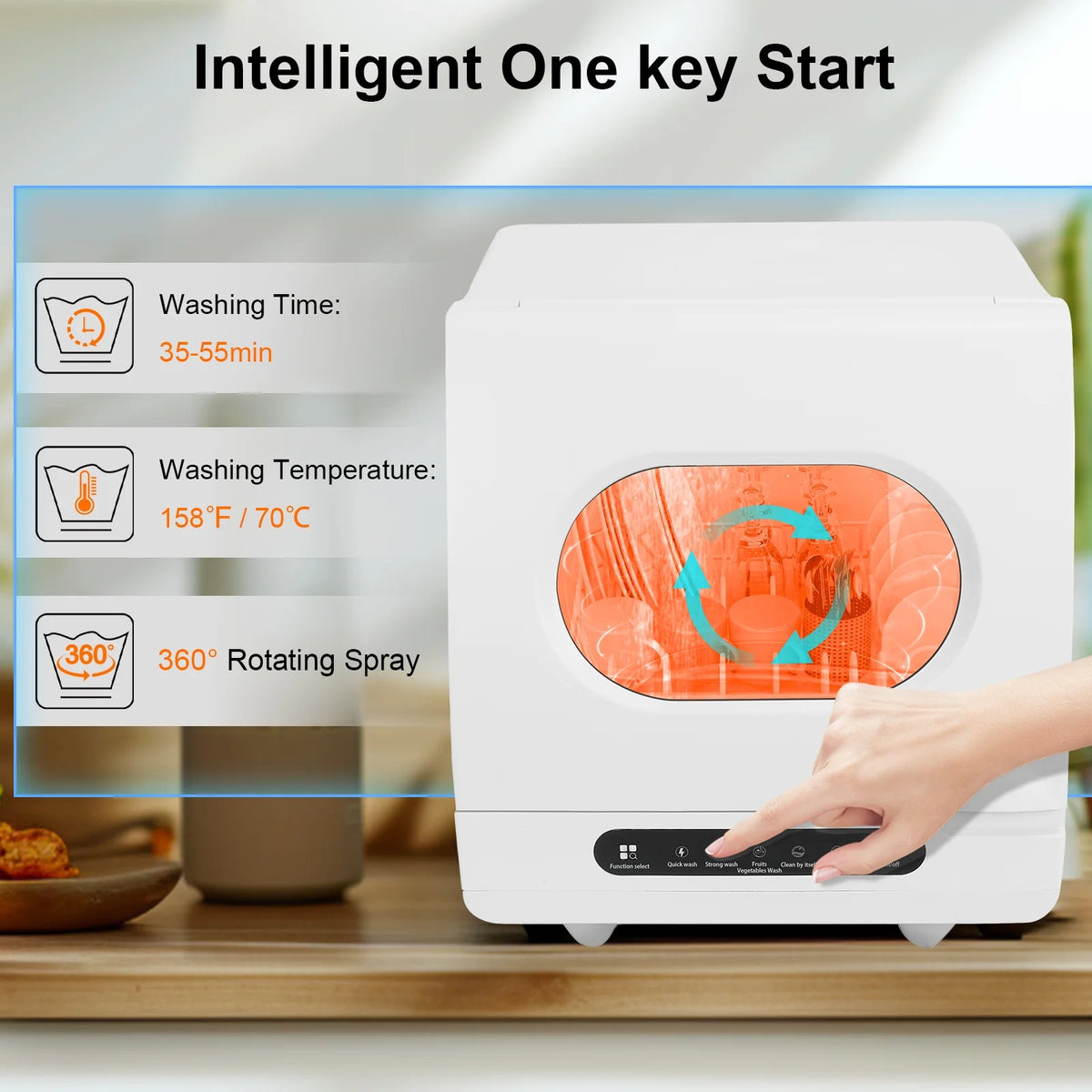 Portable Countertop Dishwasher, 5 Washing Programs and High Temperature ,White