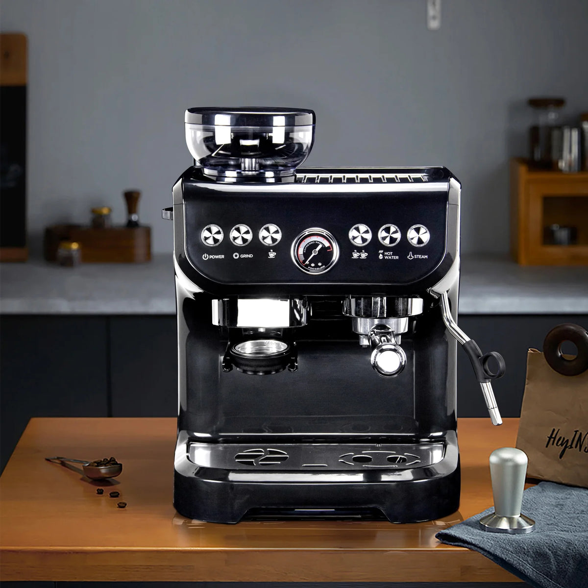 MIROX Espresso Machine 15 Bar, Coffee Maker With Milk Frother Steam Wand, Built-In Bean Grinder, Combo Cappuccino Machine with 70oz Removable Water Tank (ABS high-strength plastic shell)
