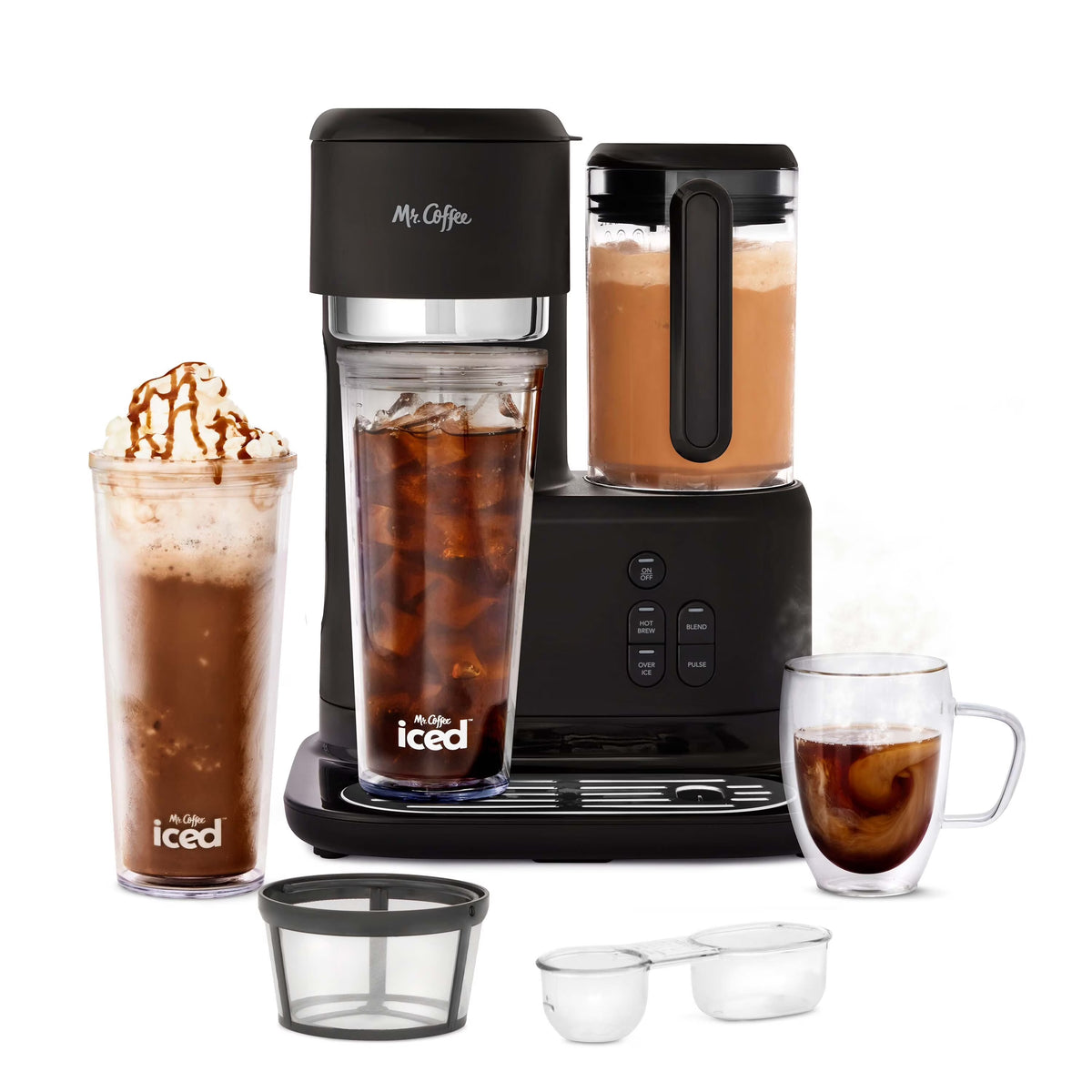 Mr. Coffee? Single-Serve Frappe?, Iced, and Hot Coffee Maker and Blender, Black with 2 To-Go Tumblers, Reusable Coffee Filter