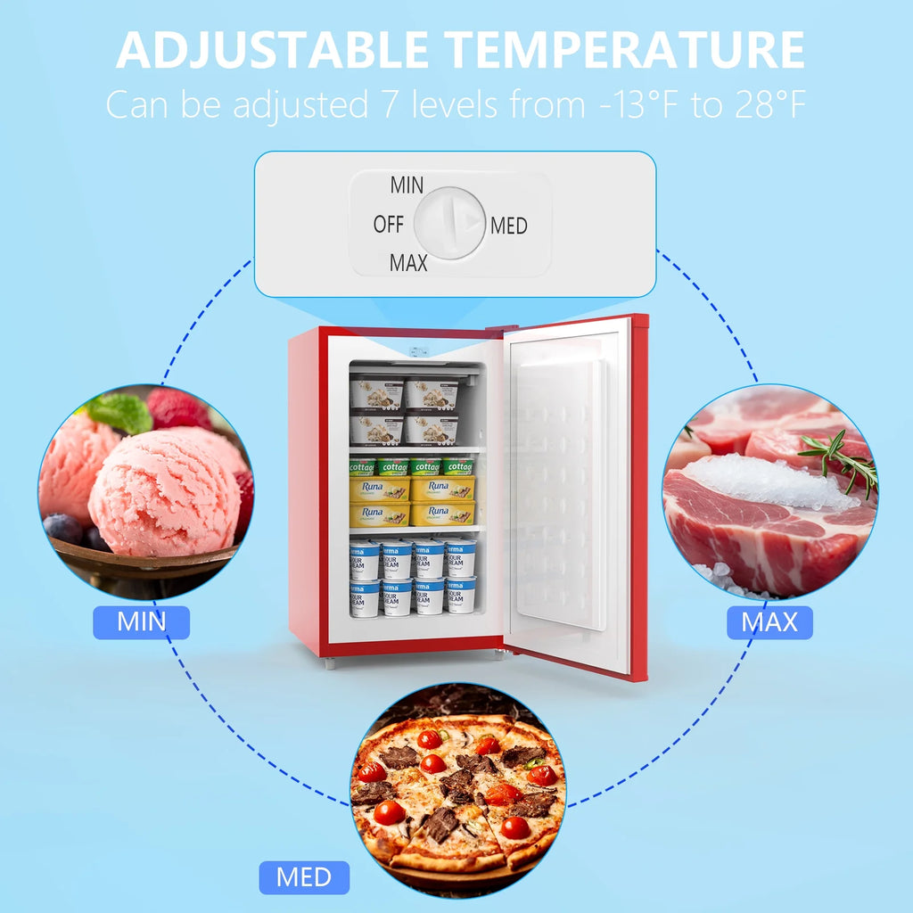 KNDKO Upright Freezer, 3.0Cu.ft Mini Freezer with Adjustable Thermostat & Removable Shelves, Stand Up Freezer for Home/Office, Black