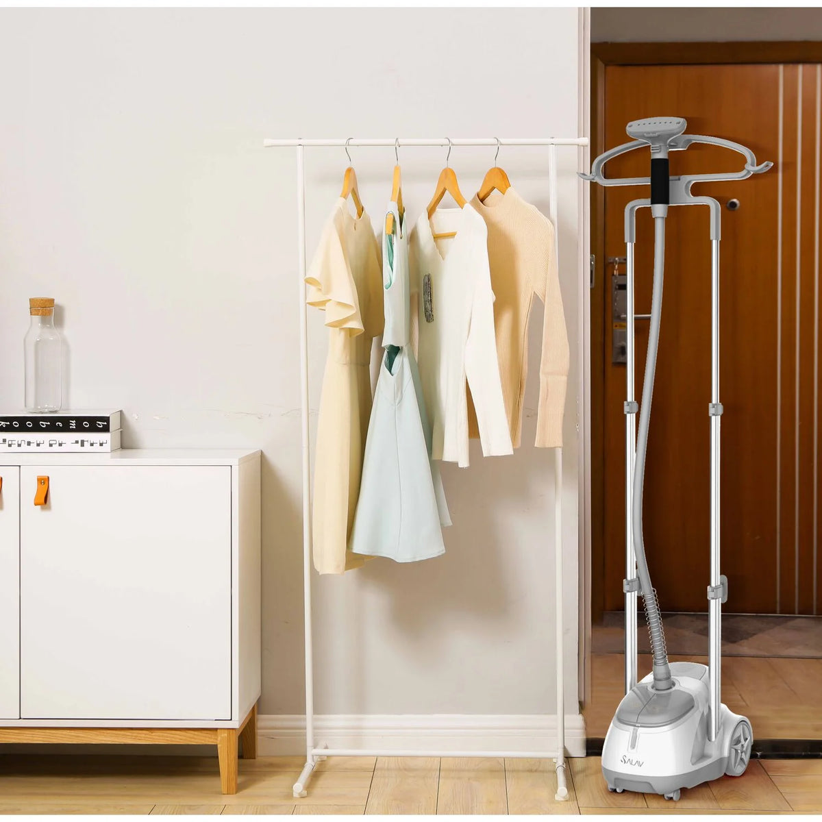 SALAV? GS45-DJ Professional Series Dual Bar Garment Steamer with Foot Pedals, Silver
