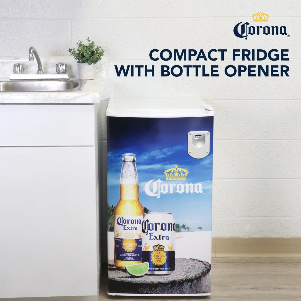Corona Compact Fridge w/ Bottle Opener, 3.2 cu ft (90L), White