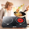 Anqidi 2400W Double Induction Cooktop, Portable Countertop Digital Electric Induction Cooker w/8 Gear Firepower 110V