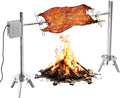 LUXOAK Electric BBQ Rotisserie Grill Kit, 46" 132 Lbs Capacity, 45W Motor, Height-Adjustable Stainless Steel Pig Roaster with Triangular Stability Support Stand for Pig Lamb