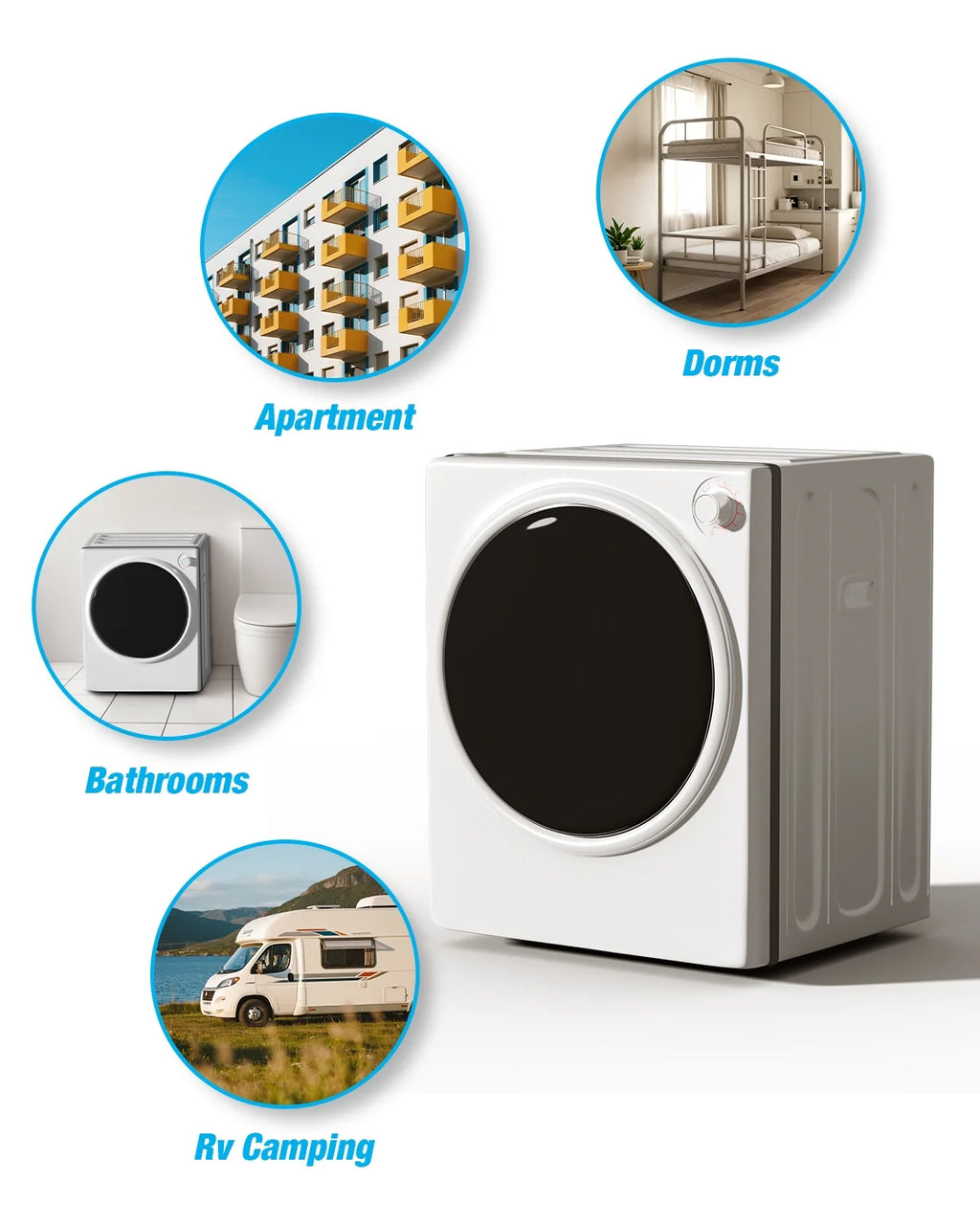 TABU Washer and Dryer Set, 19LBS Fully Automatic Washing Machine & 8.8LBS Clothes Dryer (White&White)