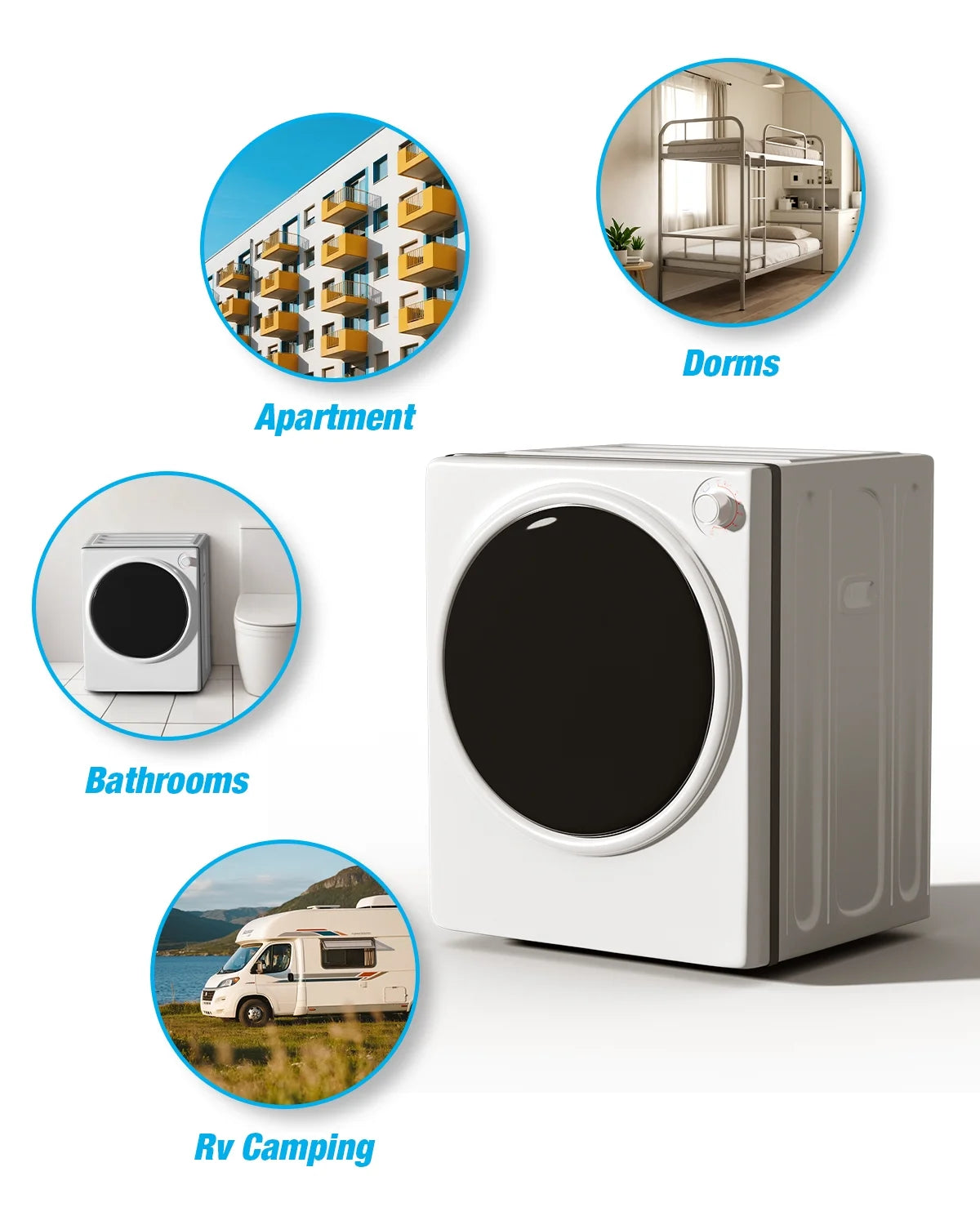 TABU Washer and Dryer Set, 19LBS Fully Automatic Washing Machine & 8.8LBS Clothes Dryer (White&White)