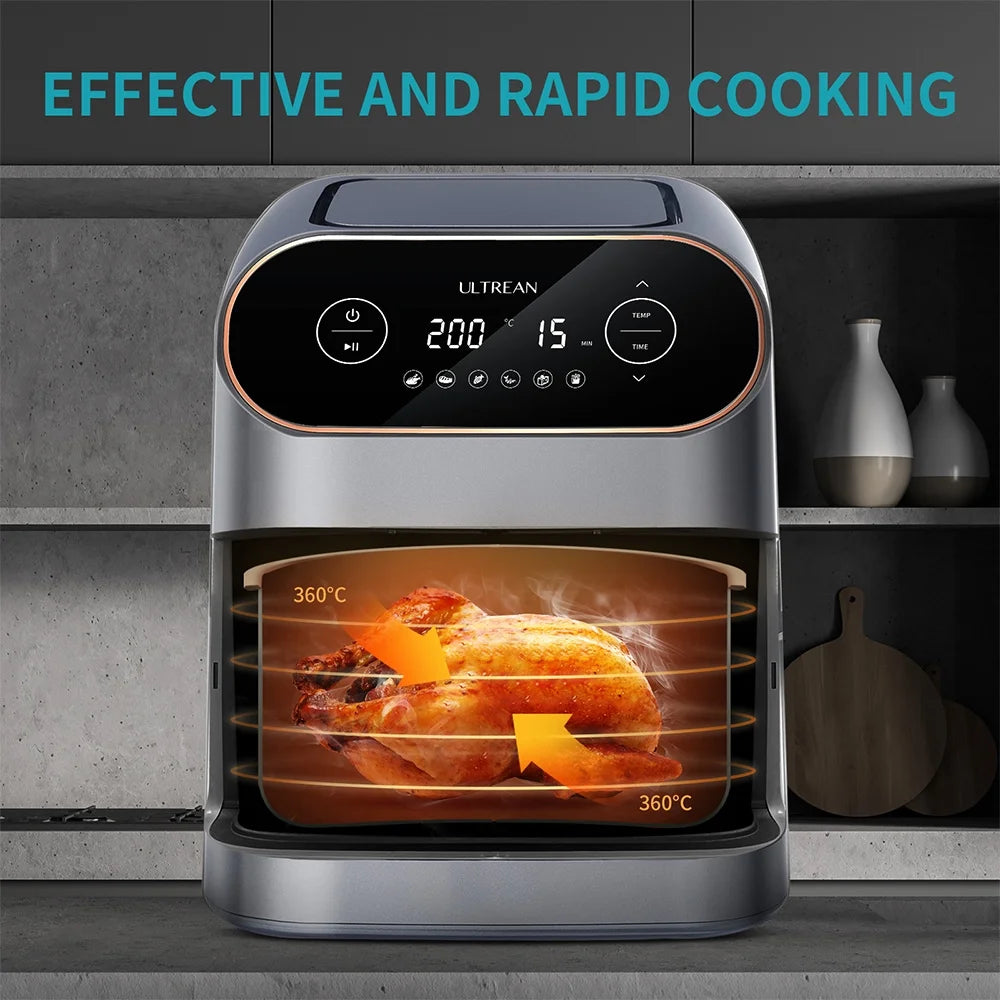 Ultrean Air Fryer, 9 Quart 6-in-1 Electric Hot XL Airfryer Oven Oilless Cooker, Large Family Size LCD Touch Control Panel and Nonstick Basket, ETL Certified, 1750W