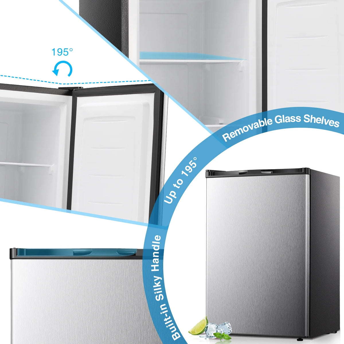 WAA 3.0 Cu.ft Small Freezer, Mini Upright Freezer with Adjustable Thermostat, Removable Shelves, Reversible Single Door, for Bedroom/Home/Dorms/Apartment, Silver
