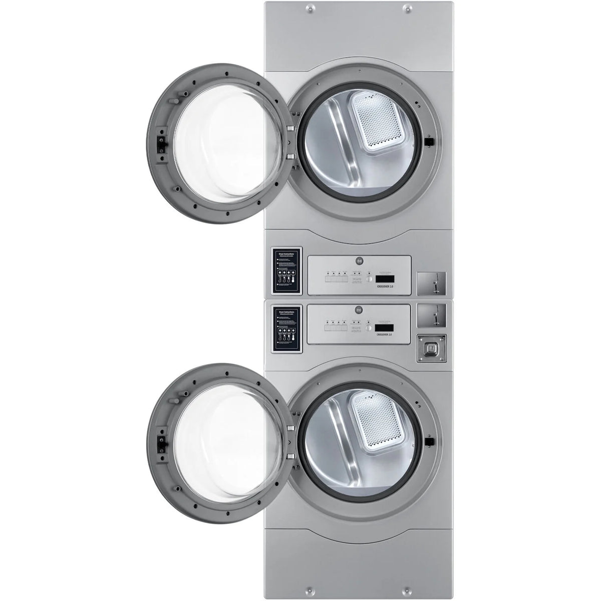 Crossover Stackable 22-Pound Electric Commercial Dryers with Extra Large 7. Cu. Ft. Drum in Silver