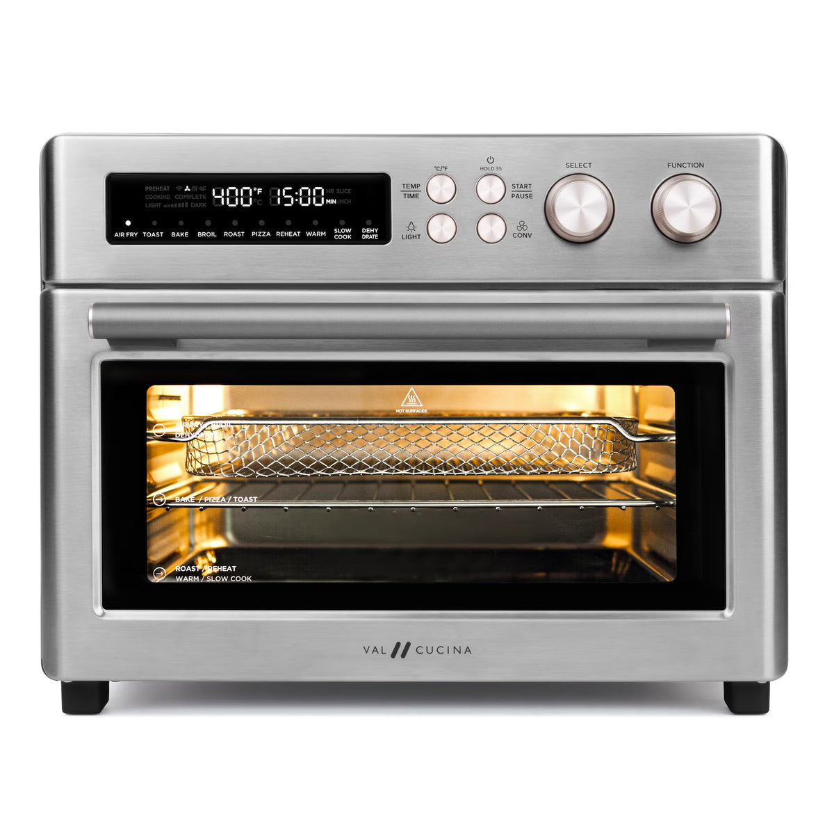 VAL CUCINA 10-IN-1 AIR FRYER TOASTER OVEN -  BRUSHED STAINLESS STEEL