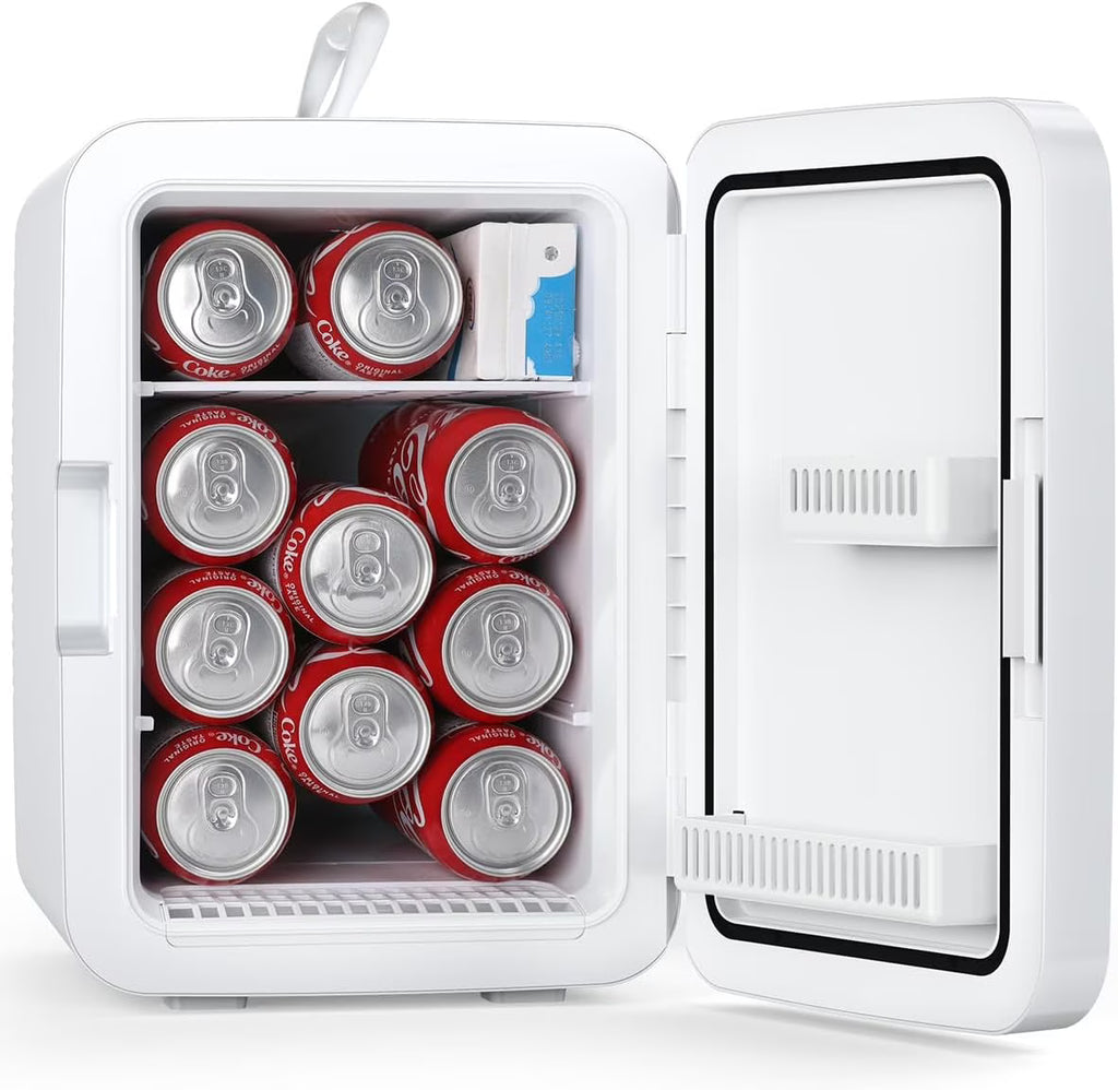 Compact Mini Fridge, 10L Portable Small Refrigerator, 2.6 Gal Mini Fridge with AC/DC Adapters, Small Cosmetics Cooler for Beverage, Food, Makeup, Bedroom, Office, Dorm,