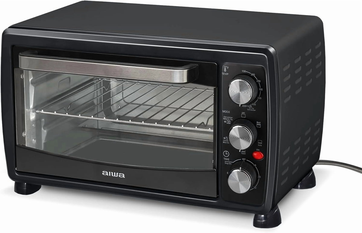 Aiwa Convection Toaster Oven, Countertop Oven with Bake, Toast, & Broil Functions, 1400W, Black