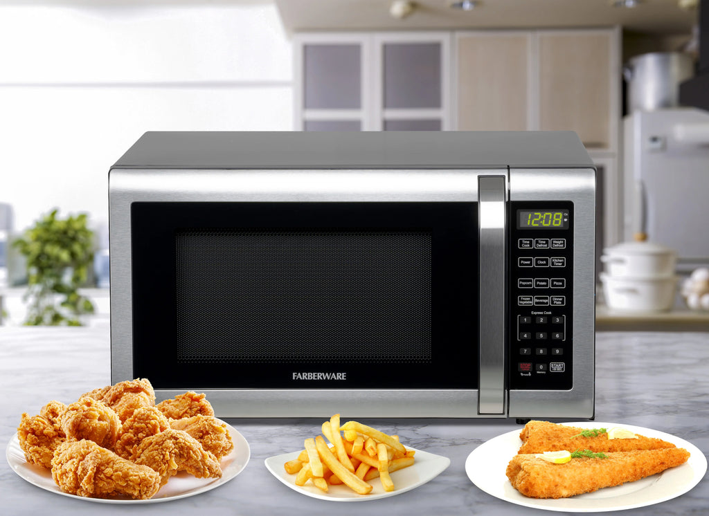 Farberware FMGZ09BKA 0.9 Cu. Ft. Microwave Oven, 900W, Digital Control, LED Display, 6 Cooking Presets, Black