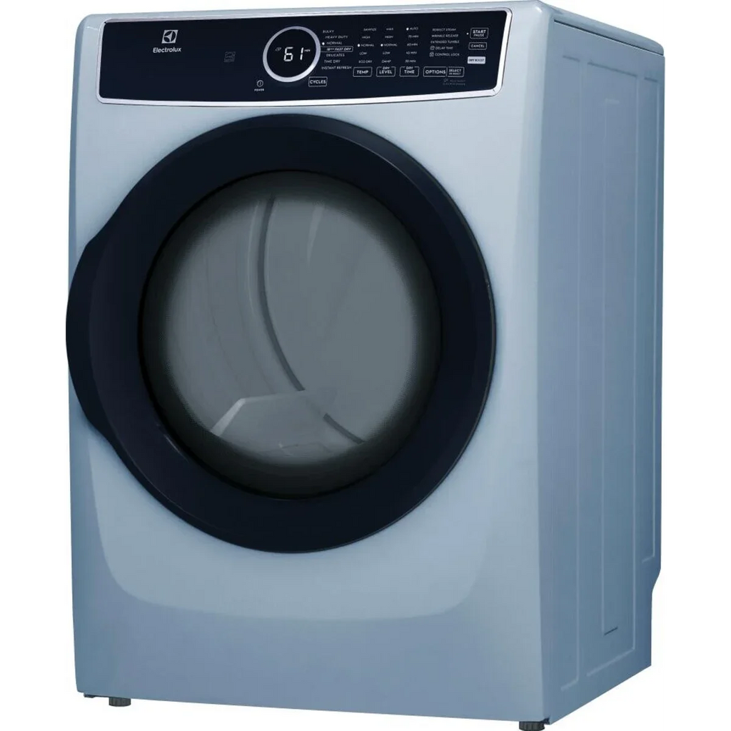 Electrolux 27 Inch Gas Dryer with 8.0 Cu. Ft. Capacity, Moisture Sensor, Reversible Door in Blue ELFG7437AG