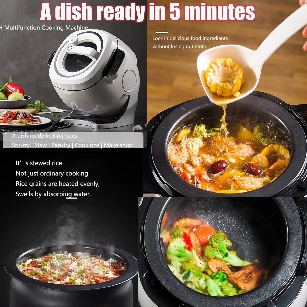 Automatic Cooking Machine Intelligent Rotating Cooking Pot Smart Automatic Stir Fry Machine Drum Type Food Processor Rice Cooker Kitchen's Seret Weapon For Stir Frying Stewing Cooking