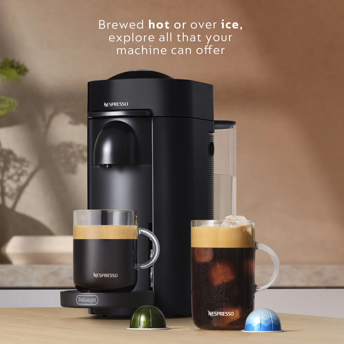 Nespresso New Vertuo Plus Deluxe Coffee and Espresso Machine by De'Longhi, Black, Single-Serve Brewers