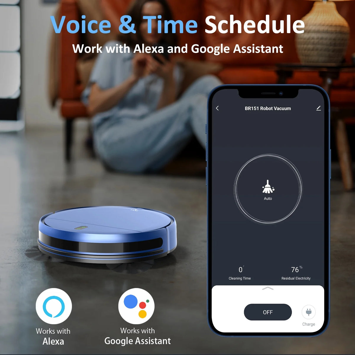 ONSON Robot Vacuum and Mop Combo, 2 in 1 Mopping Robotic Vacuum with Schedule, App/Bluetooth/Voice, Max Suction 2000Pa, Self-Charging Robot Vacuum Cleaner 04