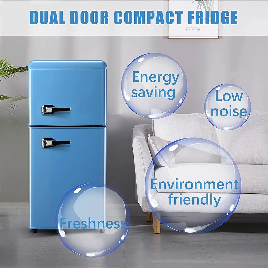 GGTB 3.0 Cu.ft Two Door Small Refrigerator with Freezer, Compact Retro Mini Refrigerator for Dorm, Office, Bar, RV, Bedroom, Red