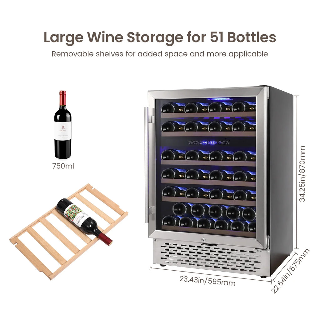 Garvee 24 Bottle Freestanding Wine Cooler Refrigerator with Glass Door for Bar, Party, Winery, Black