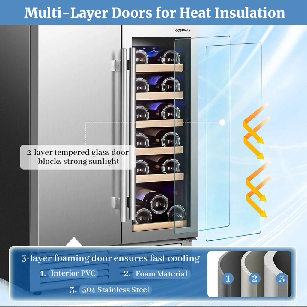 Costway 2-in-1 Beverage and  Cooler Free-standing & Built-in Dual Zones  Fridge