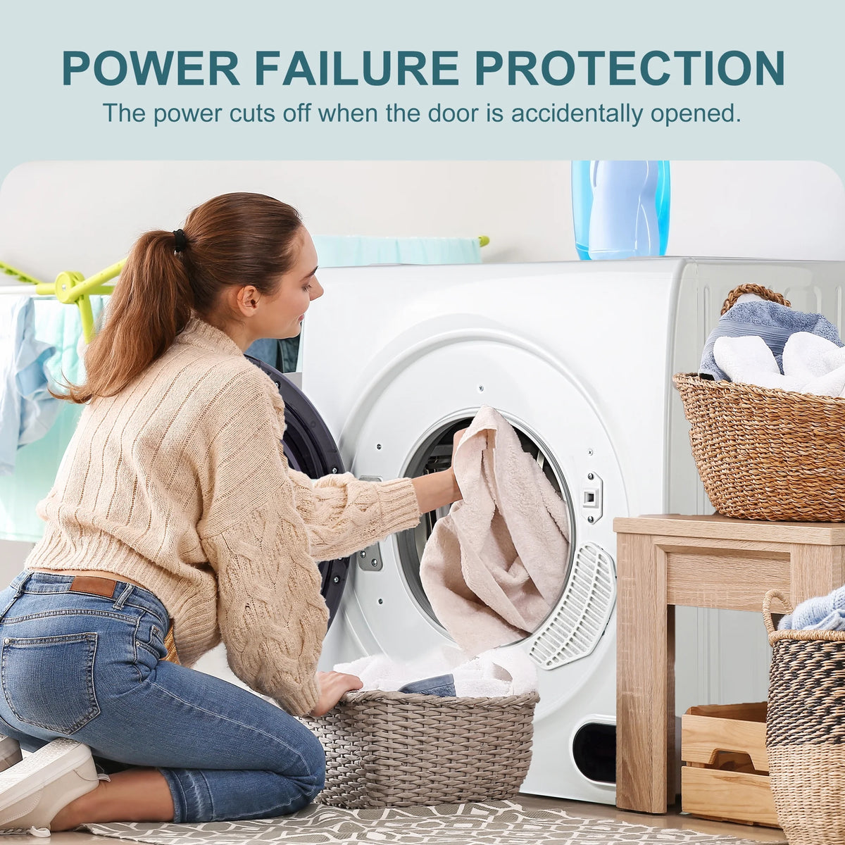 Simzlife 1.6 Cu. ft. Portable Clothes Dryer, Electric Compact Dryer Machine, 19.5 in W, 23.6 in H