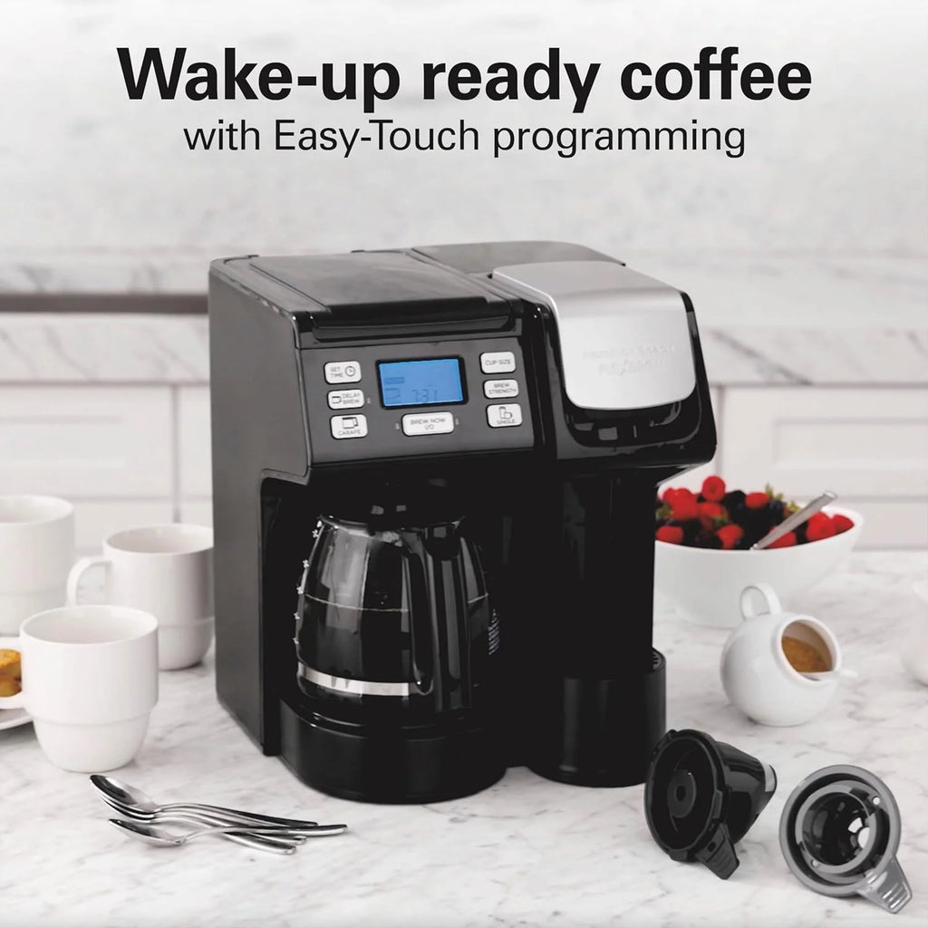 Wangxin FlexBrew Trio 2-Way Coffee Maker, Compatible with K-Cup Pods or Grounds, Combo, Single Serve & Full 12c Pot, Black - Fast Brewing (49902)